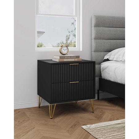 Manhattan Comfort DUMBO 2.0 Nightstand in Black NS002-BK